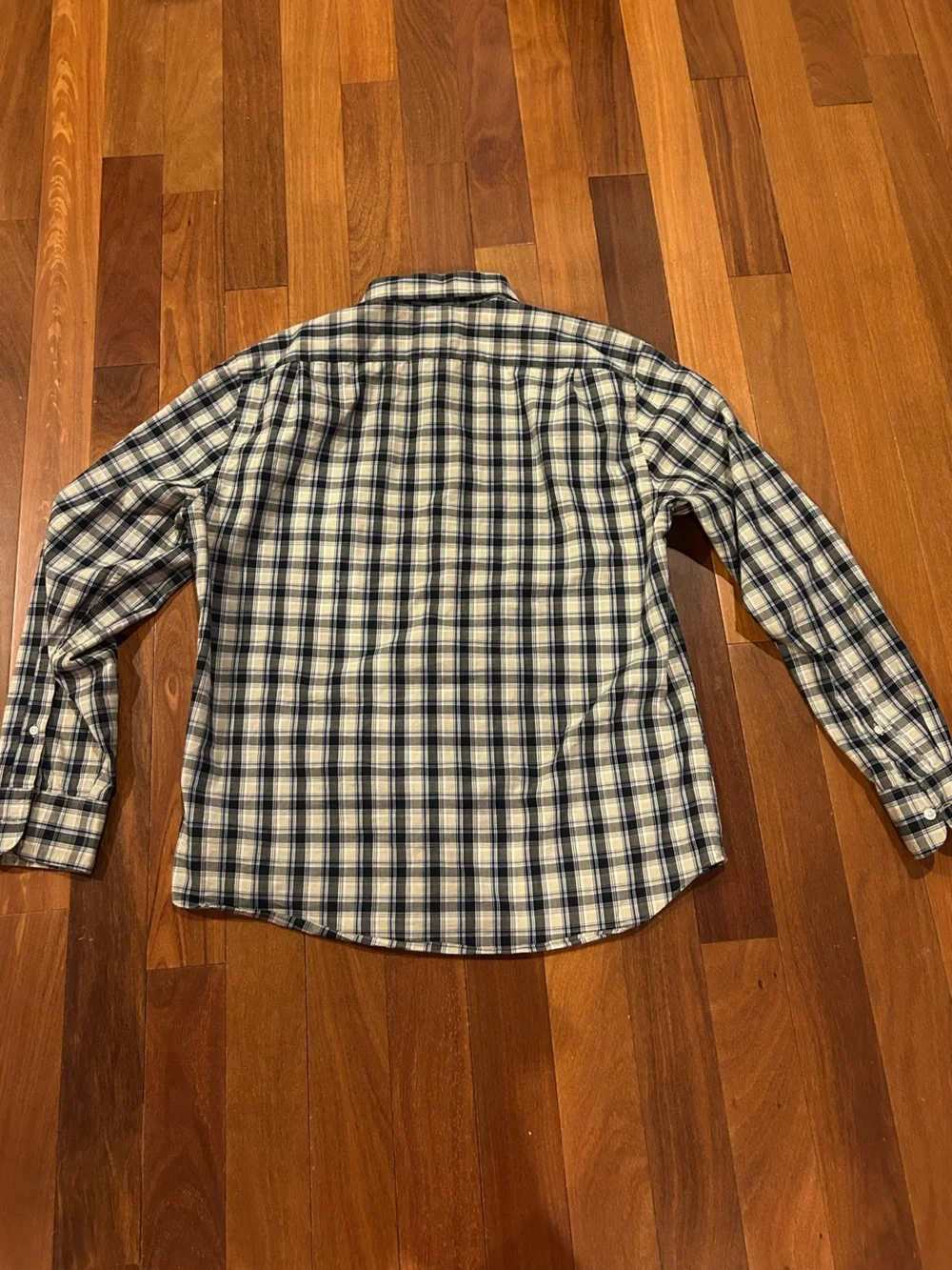 J. Crew Navy and White Plaid Button-Down Shirt Slim Fit Size L